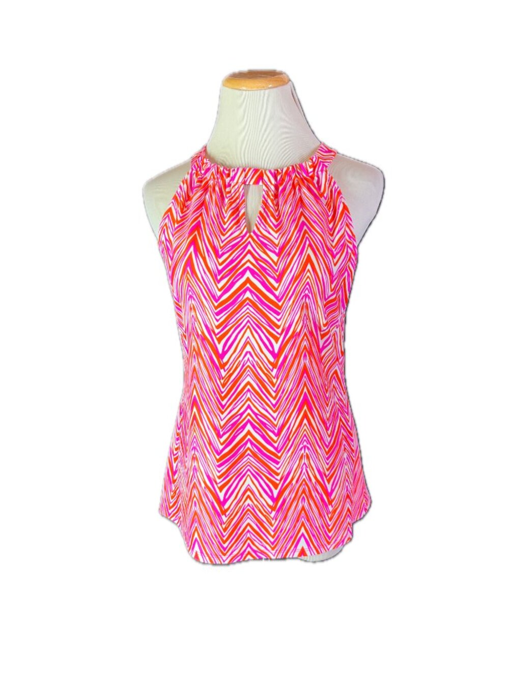 Jude Connally Size S Stretchy Chevron Print Tank Top Sleeveless Keyhole